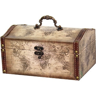 Old World Map Leather Vintage Style Treasure Box