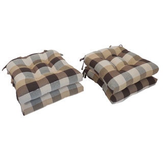 Essentials Buffalo Check Woven Plaid Tieback Chair Pads (Set of 4)