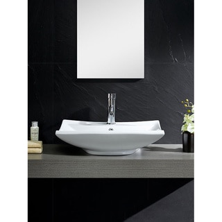 Fine Fixtures Vitreous China Beveled Rectangle White Vessel Sink