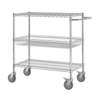 Excel Chrome (40 in H x 36 in W x 18 in D) Chromed Steel Heavy-duty Wire Shelving Cart