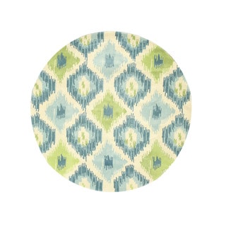 EORC Hand-tufted Wool Ivory Seagrass Ikat Rug (4' Round)