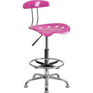 Offex Chrome Drafting Stool with Tractor Seat