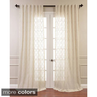 Exclusive Fabrics Saida Embroidered Faux Linen Sheer Curtain Panel