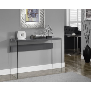 Glossy Grey Hollow-Core Tempered Glass Sofa Table