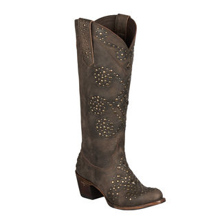Lane Boots Women's Brown Leather Studded Cowboy Boots