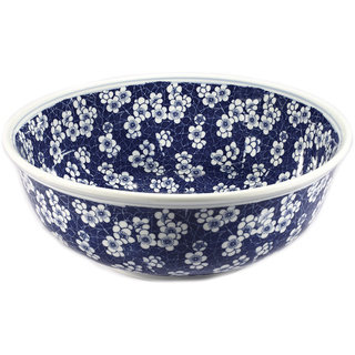 Legion Furniture Blue/ White Porcelain Floral Sink Bowl