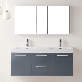 Virtu USA Midori 54-inch Grey Double Sink Bathroom Vanity Set