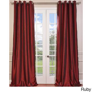 Exclusive Fabrics Textured Dupioni Faux Silk Grommet 84-inch Blackout Grommet Curtain Panel