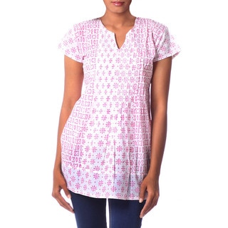 Handcrafted Cotton 'Rose Harmony' Blouse (India)