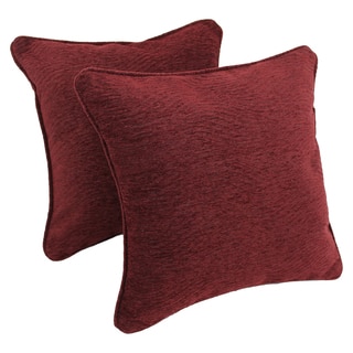Blazing Needles 18-inch 'Bordeaux' Jacquard Chenille Square Throw Pillows with Inserts (Set of 2)