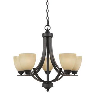 Value Collection 8000 Lumenno International Transitional 5-light Bronze Chandelier with Tea Stained Shade