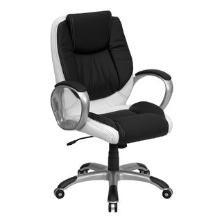 Offex Mid-back Black and White Leather Executive Swivel Office Chair
