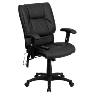 Offex Mid-back Massaging Black Leather Executive Office Chair