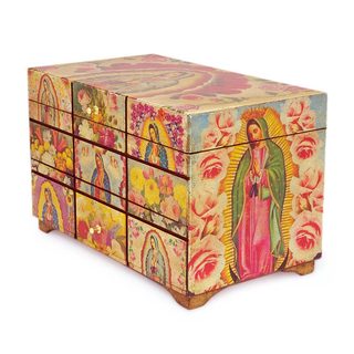 Pinewood 'A Bouquet for My Guadalupe' Decoupage Box (Mexico)