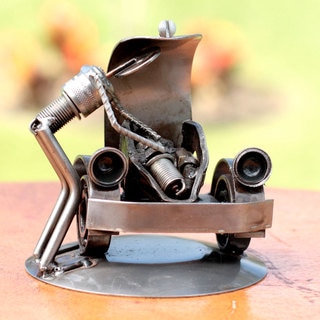 Handcrafted Auto Parts 'Rustic Car Mechanic' Sculpture (Mexico)