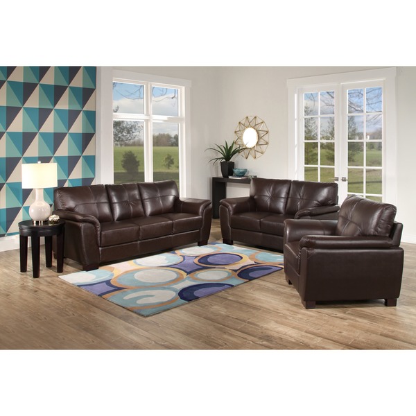 Abbyson Belize 3-piece Top Grain Leather Sofa Set
