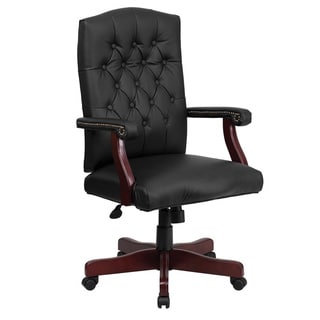 Offex Martha Washington Black Leather Executive Swivel Chair