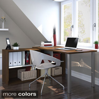 i3 by Bestar L-shaped Desk with Open Storage Unit