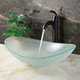 preview thumbnail 3 of 7, Elite Oval-shape Frosted Tempered Bathroom Glass Vessel Sink and Faucet Combo Bronze Finish
