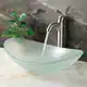 preview thumbnail 2 of 7, Elite Oval-shape Frosted Tempered Bathroom Glass Vessel Sink and Faucet Combo