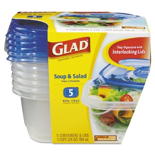 Glad GladWare Soup and Salad Food Storage Containers 24-ounce (Pack of 5)