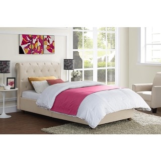 DHP Carmela Tan Linen Upholstered Twin Bed