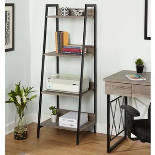 Simple Living Seneca Black Metal and Grey 4-tier Shelf