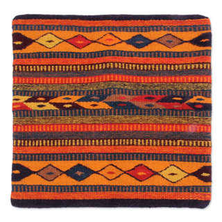 Handcrafted Wool Cotton 'Hills of Fire' Cushion Cover (Mexico)