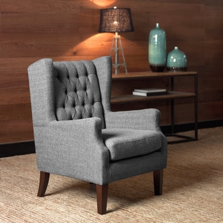 Maxwell Gray Tufted Wingback Chair