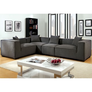 Furniture of America Slaten Grey Flannelette 4-Piece Sectional