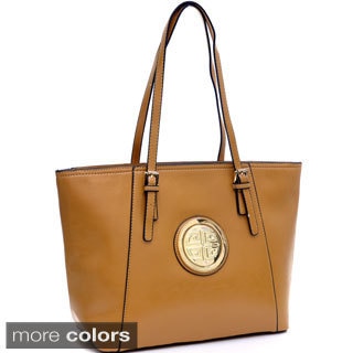 Dasein Elegant Deep Gloss Buckle Strap Emblem Tote