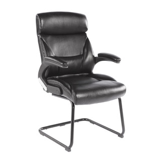 CorLiving WHL-200-C Black Leatherette Office Guest Chair