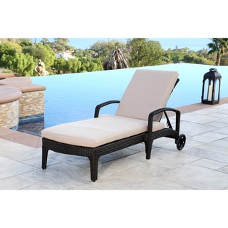ABBYSON LIVING Newport Outdoor Espresso Brown Wicker Chaise Lounge with Cushion