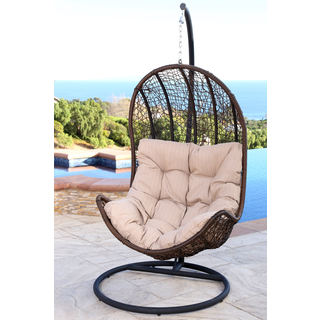 ABBYSON LIVING Newport Outdoor Brown Wicker Egg-shaped Swing Chair