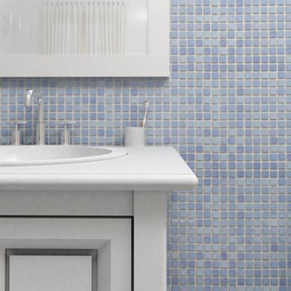 SomerTile 13x13-inch Guadiana Square Blue Pearl Glass Mosaic Tile (Case of 18)