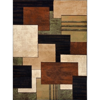 Home Dynamix Tribeca Collection Contemporary Brown-Green Area Rug (5'2" x 7'2")