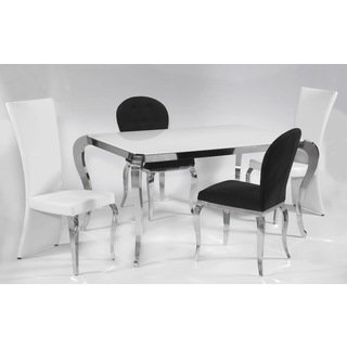 Somette Tabitha White Starfire Dining Set with White Chairs (Set of 5)