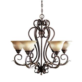Olympus Tradition 6-light Crackled Bronze/ Silver Chandelier