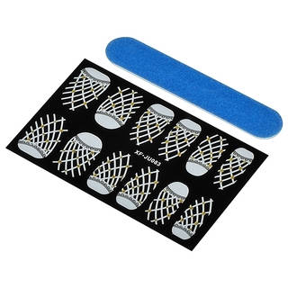 Zodaca Grid Nail Art Design Idea Stickers Lace Design 3.9x2.4-inch