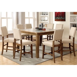 Furniture of America Veronte 9-Piece Stone Top Counter Height Dining Set