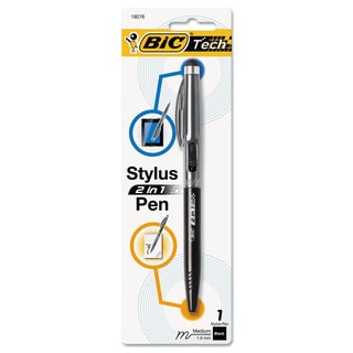 BIC Tech 2 in 1 Retractable Ball Pen and Stylus, Silver (Pack of 4)