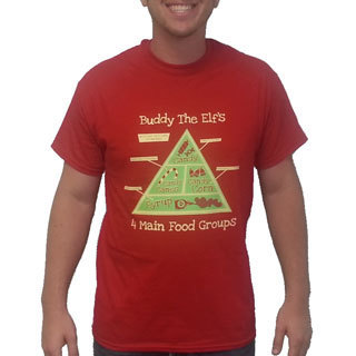 Men's Buddy The Elf's 4 Main Food Groups Christmas Movie T-shirt