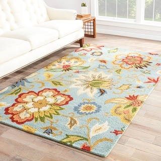 Hand Tufted Floral Pattern Blue/ Multi Wool Area Rug (3'6 x 5'6)