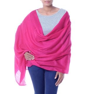 Handcrafted Wool 'Magenta Glamour' Shawl (India)