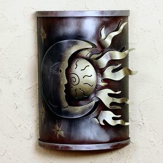 Handcrafted Iron 'Eclipse of the Sun' Wall Lamp (Mexico)