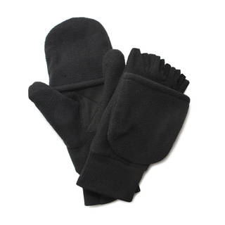 QuietWear Insulated Black Fleece Flip Mitten
