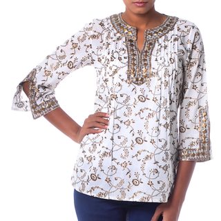 Handcrafted Cotton 'Floral Garden' Tunic (India)