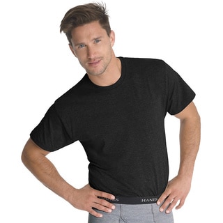 Hanes Classics Men's Traditional Fit ComfortSoft Tagless Dyed Black Crewneck Undershirt 3-Pack