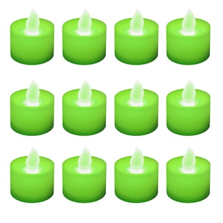 LED Battery Operated Tea Light Green Candles (Pack of 12)