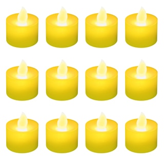 Battery Operated Amber LED Tea Light Candles (12-pack)